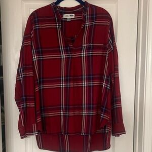 Old Navy Women's Flannel Red and Blue Plaid Blouse